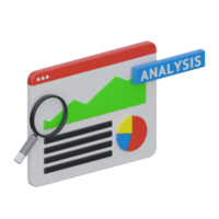 web analyse 3d renderen icoon illustratie, tabel png