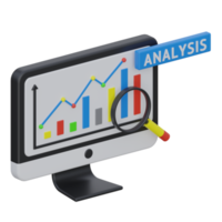 online Daten Analyse 3d Rendern Symbol Illustration, Diagramm png