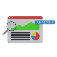 web analyse 3d renderen icoon illustratie, tabel png