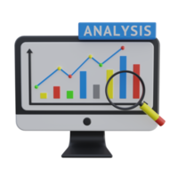 online Daten Analyse 3d Rendern Symbol Illustration, Diagramm png