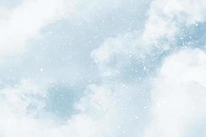 Abstract blue winter watercolor background. Sky pattern with snow vector