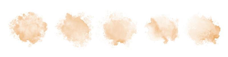 Peach watercolor splash on white background. Vector brown watercolour texture. Ink paint brush stain