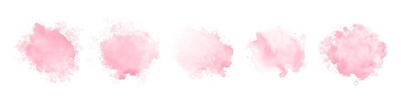 Abstract pink watercolor water splash set on a white background. Vector watercolour texture in rose color