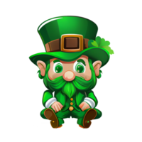 Cute Leprechaun Saint Patricks day irish cartoon and four leaf clover for St. Patrick's Day png