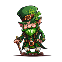 Cute Leprechaun Saint Patricks day irish cartoon and four leaf clover for St. Patrick's Day png