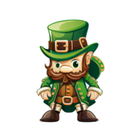 Cute Leprechaun Saint Patricks day irish cartoon and four leaf clover for St. Patrick's Day png