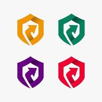 monogram Shield arrow company logo. monogram Arrow shield logo. defense symbol. shield logo with arrow up design. Protection logo for company. vector