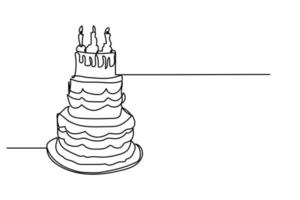 vector illustration of single continuous line birthday cake