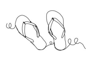 flip flops single continuous line illustration vector design