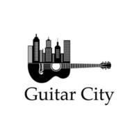 guitar and city logo vector. This image captures the beauty of both music and city life, making it the perfect addition to any design or creative project vector