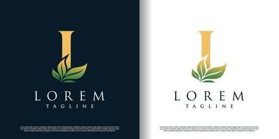 initial i logo design template with leaf icon and creative concept premium vector