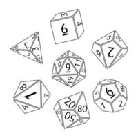 conjunto de dnd dado rpg mesa juegos vector ilustración