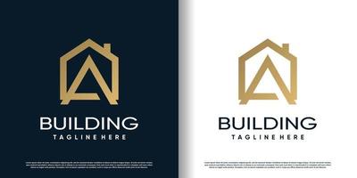 initial a logo design template with building concept premium vector