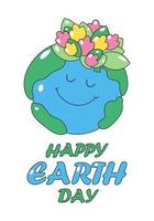 Happy Earth day with Earth globe character vector illustration