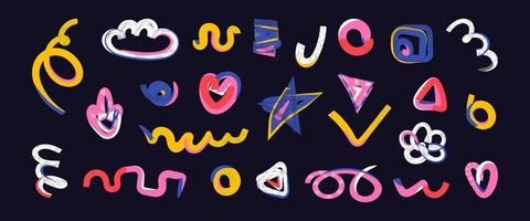 Set of colorful shapes and doodle objects vector illustration