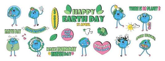 Earth day modern vintage and retro collection vector illustration