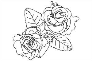 rosas con hojas en blanco y negro, destinadas a postales, 8 de marzo, para san valentín vector