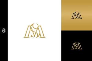 Luxury SM MS letters. Icon, monogram, minimalist, vector, logo design, template vector