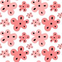 Pink y2k flowers cartoon seamless pattern for print. Retro vintage scandinavian floral. vector