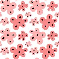 Pink y2k flowers cartoon seamless pattern for print. Retro vintage scandinavian floral. vector