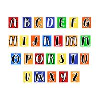 Anonymous colorful y2k alphabet ABC letters. Magazine cut out letters. vector