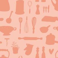 Kitchen tools decoration repeat pattern. Cooking vector background.
