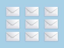 Layout of white envelopes on the blue background. vector