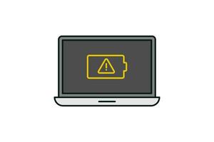 Laptop and battery notification icon vector design