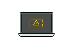 Laptop and battery notification icon vector design