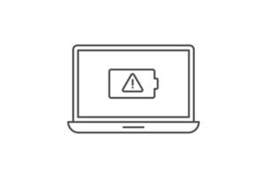 Laptop and battery notification icon vector design