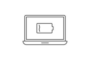 Laptop and battery notification icon vector design