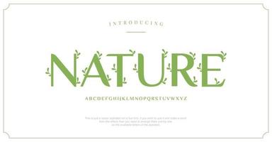 Elegant alphabet nature fonts. Luxury lettering typography decorative concept for wedding invitations, letters, signs, fashion and many more. vector illustration