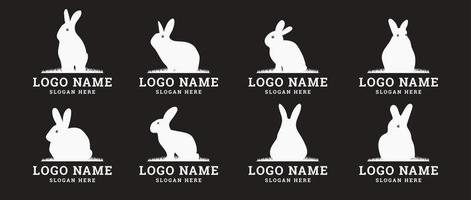 Set of rabbit Logo Design. Silhouette Vector Illustration