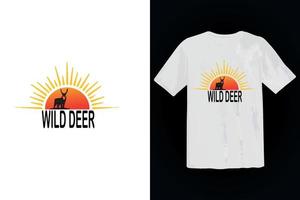 wild deer typography t shirt design vector illustration