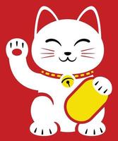 Illustration of Lucky Cat in Red Background vector