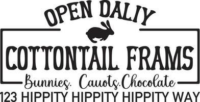 Open Daliy Cottontail Frams Bunnies. Cauots.Chocolate 123 Hippity Hippity Hippity Way vector