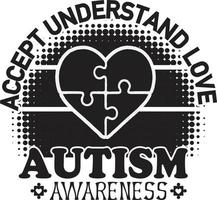 Accept Understand Love Autism Awareness vector