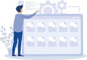 Financial report abstract concept,  Budget planning, records management, cash flow statement,company debt abstract metaphor. flat vector modern illustration