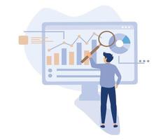 Analytics software concept,  Marketing research, click tracking, tag management, focus group, target audience, data collection, digital survey, flat vector modern illustration