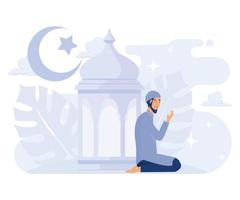 contento Ramadán Mubarak saludo concepto, islámico eid fitr, plano vector moderno ilustración