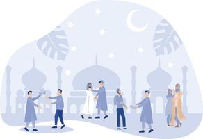 Ramadán Kareem, eid mubarak, saludo tarjeta, islámico fiesta fondo, plano vector moderno ilustración