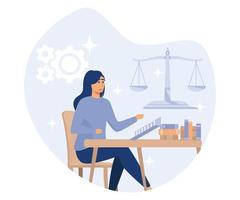 Law firm, Paralegal specialist prepare documents,flat vector modern illustration