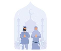 Happy Eid Mubarak, Forgive me body and soul, Greeting happy eid al fitr, flat vector modern illustration