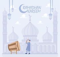 Ramadhan kareem with  islamic background, flat vector modern illustration