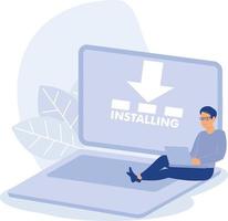 Software products, Operating system installation and update,flat vector modern illustration