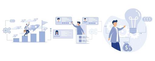 Employee efficiency abstract concept, Career growth, performance rating, intellectual capital, company challenge and success, job position scoring system, set flat vector modern illustration