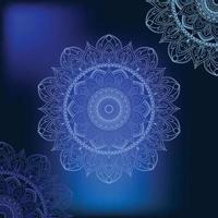 Mandala flower. Circle center light blue neon background. Round Ornament Pattern. vector