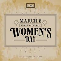 International Women's Day March 8 Celebration in Vintage Style Typography Social Media Template vector