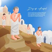 musulmán hajj peregrino orar a montar arafah en pie en el día de dhul hijjah ritual social medios de comunicación enviar