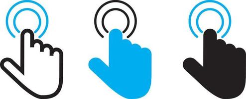 Hand click vector icon. Clicking pointer